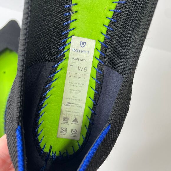 Rothy's Knit Ballet Flats Black Slip On Shoes Pointed Toe Women Size 6 - Picture 10 of 10